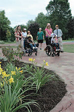 Students and faculty at the Pioneer
school enjoy their newly dedicated sensory
garden.