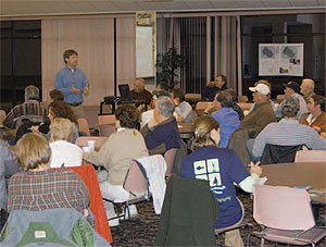 Mike Kuzemchak, Laurel Highlands
project director, meets with Tubmill Creek
residents about WPC’s efforts in their area.