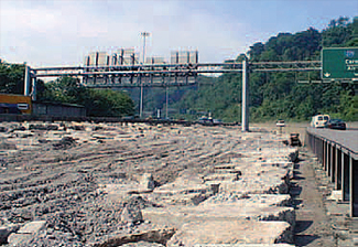 The first phase of construction of the Fort Pitt welcome garden in 1988.