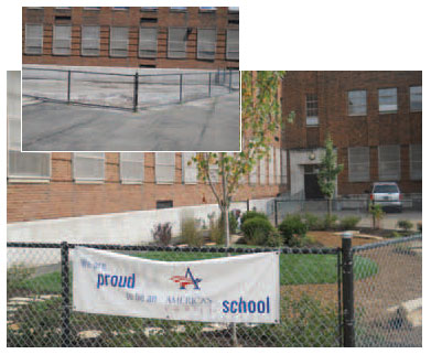 After: A green play area for Weil Elementary students replaced a
hard-surfaced one.