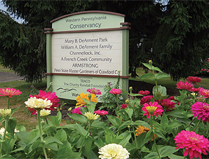 Garden at the Route 322
triangle in Meadville.